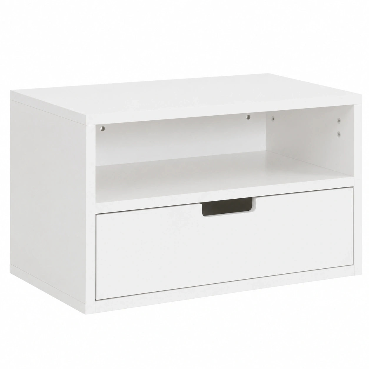 SoBuy Wandregal mit Schublade, Kompakter Nachttisch für Schlafzimmer, Weiß, B 45 x T 25 x H 22 cm