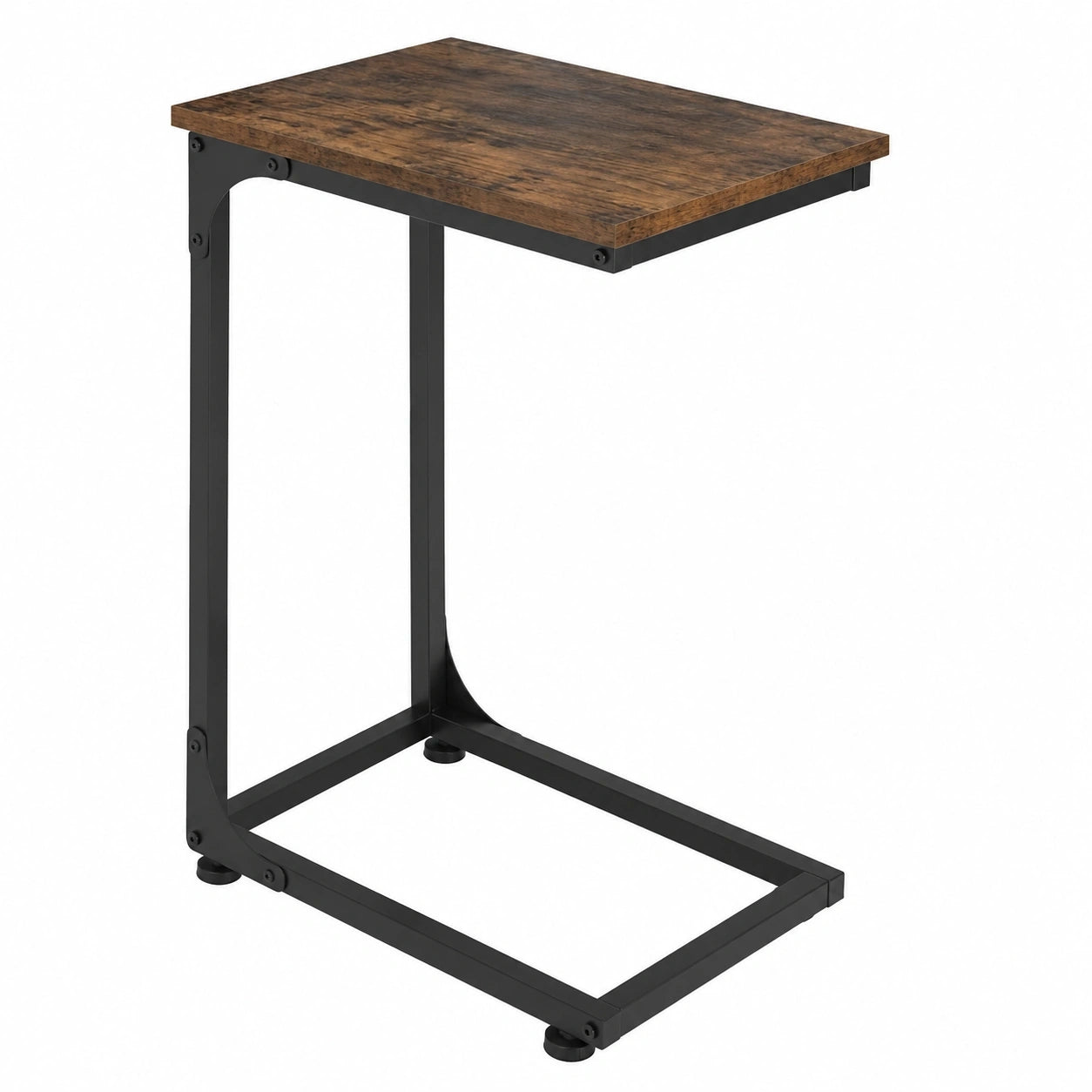 Industrieller Beistelltisch aus Holz und Metall, C-Form, Laptoptisch und Sofatablett, 40x30x63 cm, rustikales Design