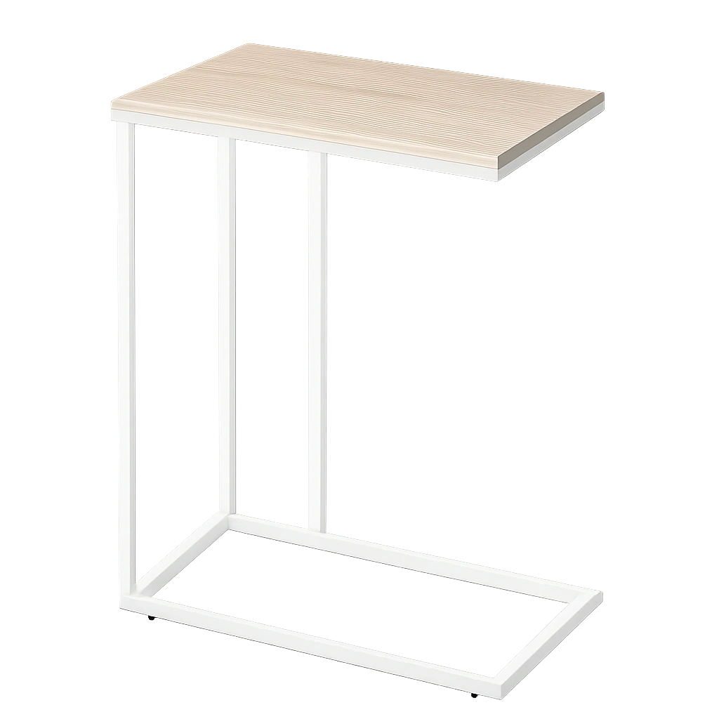 Moderner WOLTU C-Tisch mit Metallrahmen, vielseitiger Beistelltisch für Kaffee und Laptop, Eiche Weiß, 45 x 63,5 x 25 cm