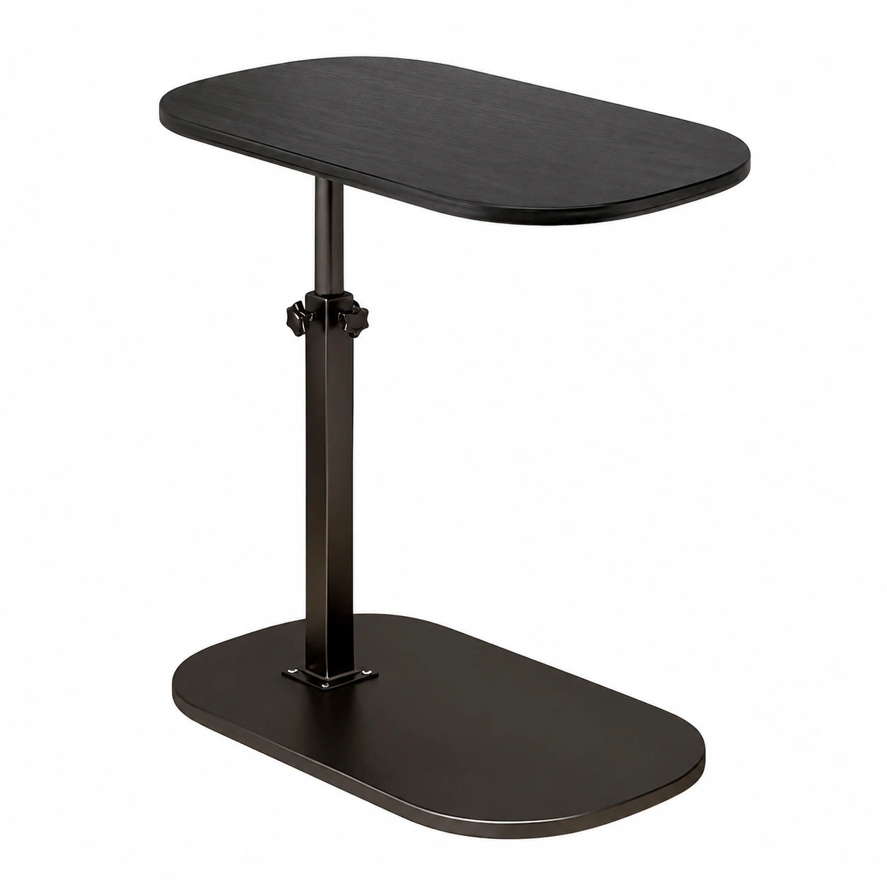 Höhenverstellbarer C-förmiger Beistelltisch, 360° drehbar, ideal für kleine Räume, Badezimmer und Wohnzimmer, glänzend schwarz