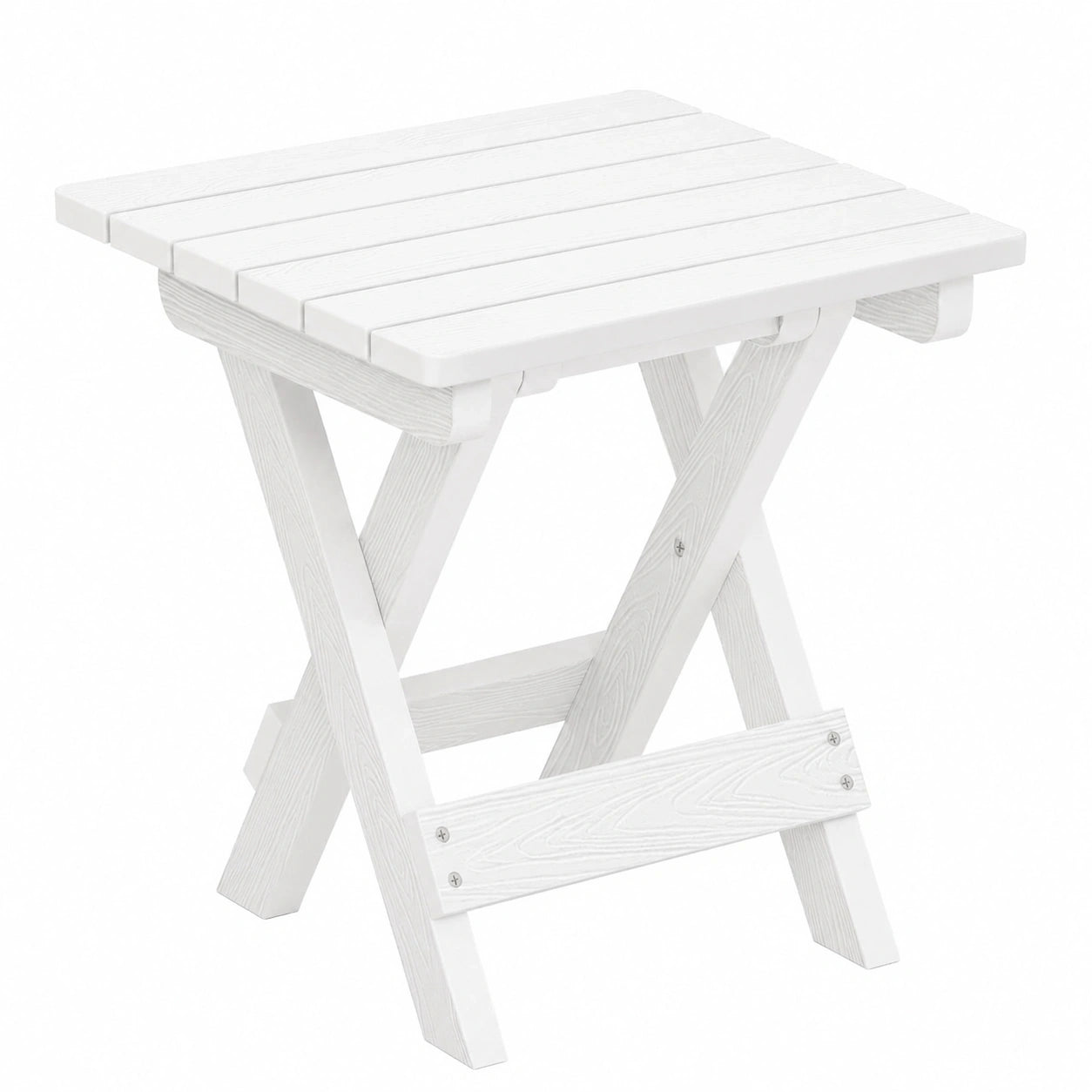 Faltbarer HDPS-Camping-Beistelltisch für Garten und Balkon, wetterfest, 32x32x36 cm, Weiß