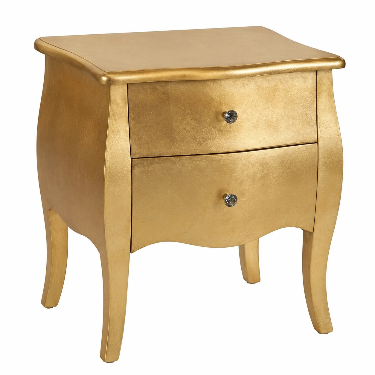 Versa Cagliari Nachttisch mit 2 Schubladen, 60 x 39 x 50 cm, Holz, in Gold für Schlafzimmer oder Wohnzimmer