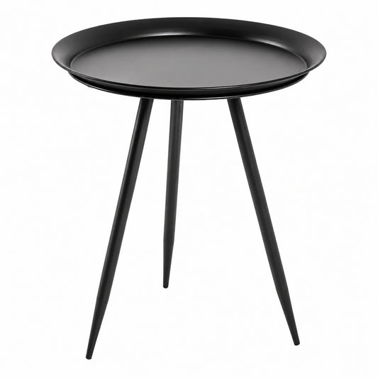 Moderner runder Beistelltisch aus Metall in Schwarz, klein - Maße: Höhe 54 x Durchmesser 44 cm