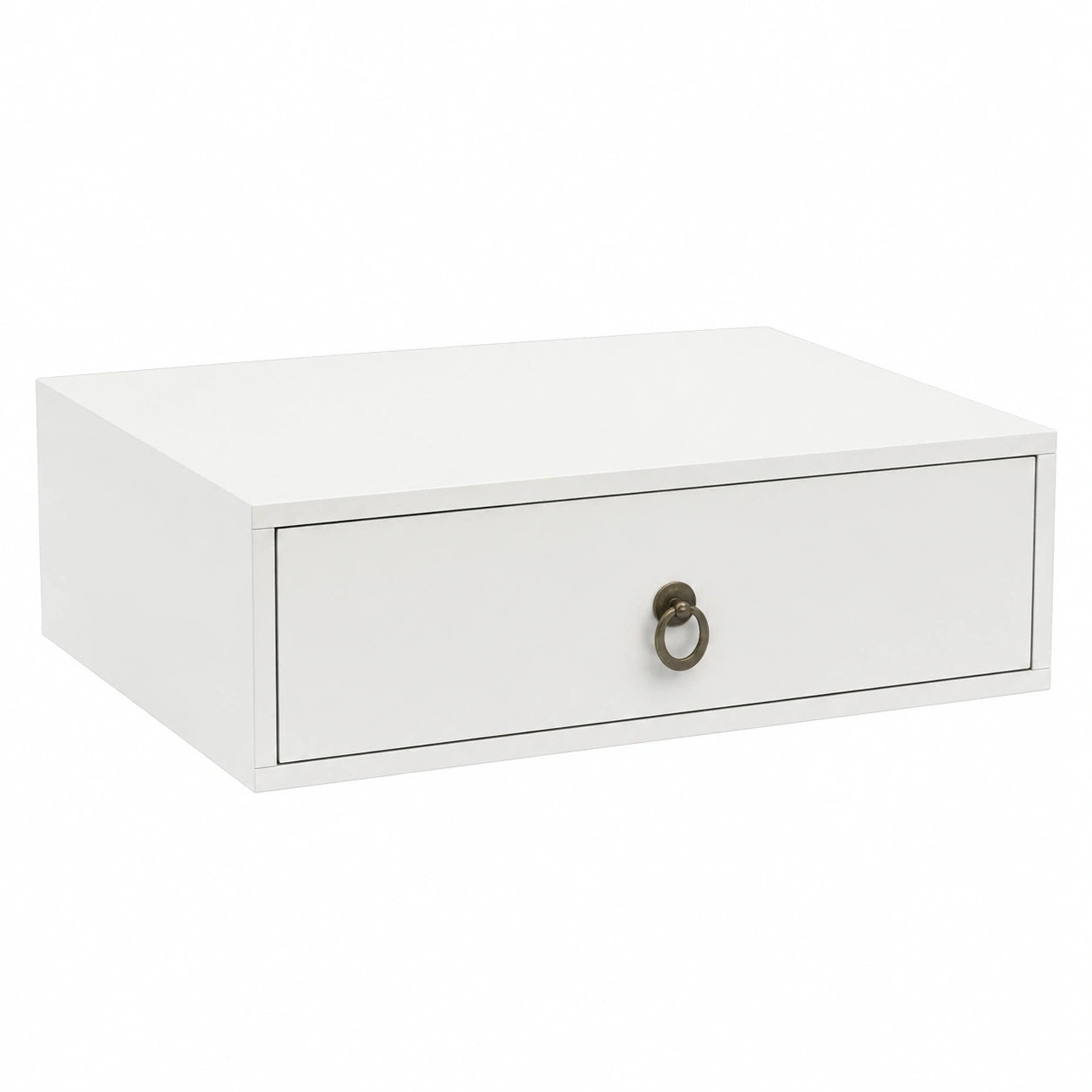 LEADZM Wandregal mit Schublade für Schlafzimmer und Wohnzimmer, 46x30x14,5cm, Weiß
