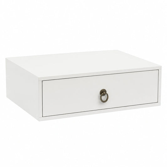 LEADZM Wandregal mit Schublade für Schlafzimmer und Wohnzimmer, 46x30x14,5cm, Weiß