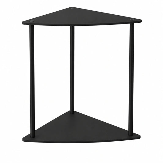 Yawinhe Dreieckiger Beistelltisch, 2 Ebenen, 48 cm Hoch, Couchtisch und Nachttisch-Set, Schwarz, 2er-Set