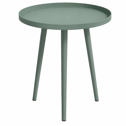 Runder Outsunny Gartentisch aus Stahl, wetterfest, Ø40x50H cm, ideal für Balkon und Terrasse in Grün, belastbar bis 20 kg