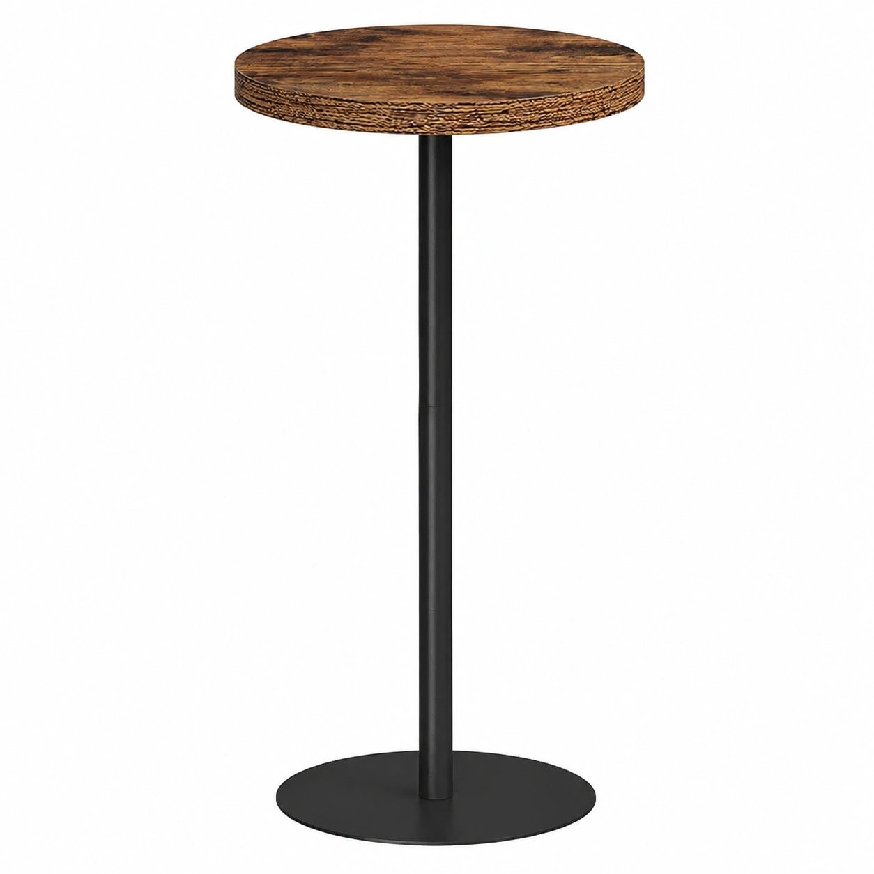 Runder Hoher Beistelltisch aus Holz für Wohnzimmer, Braun
