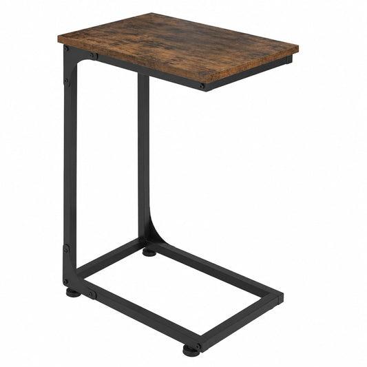 Industrieller Beistelltisch aus Holz und Metall, C-Form, Laptoptisch und Sofatablett, 40x30x63 cm, rustikales Design