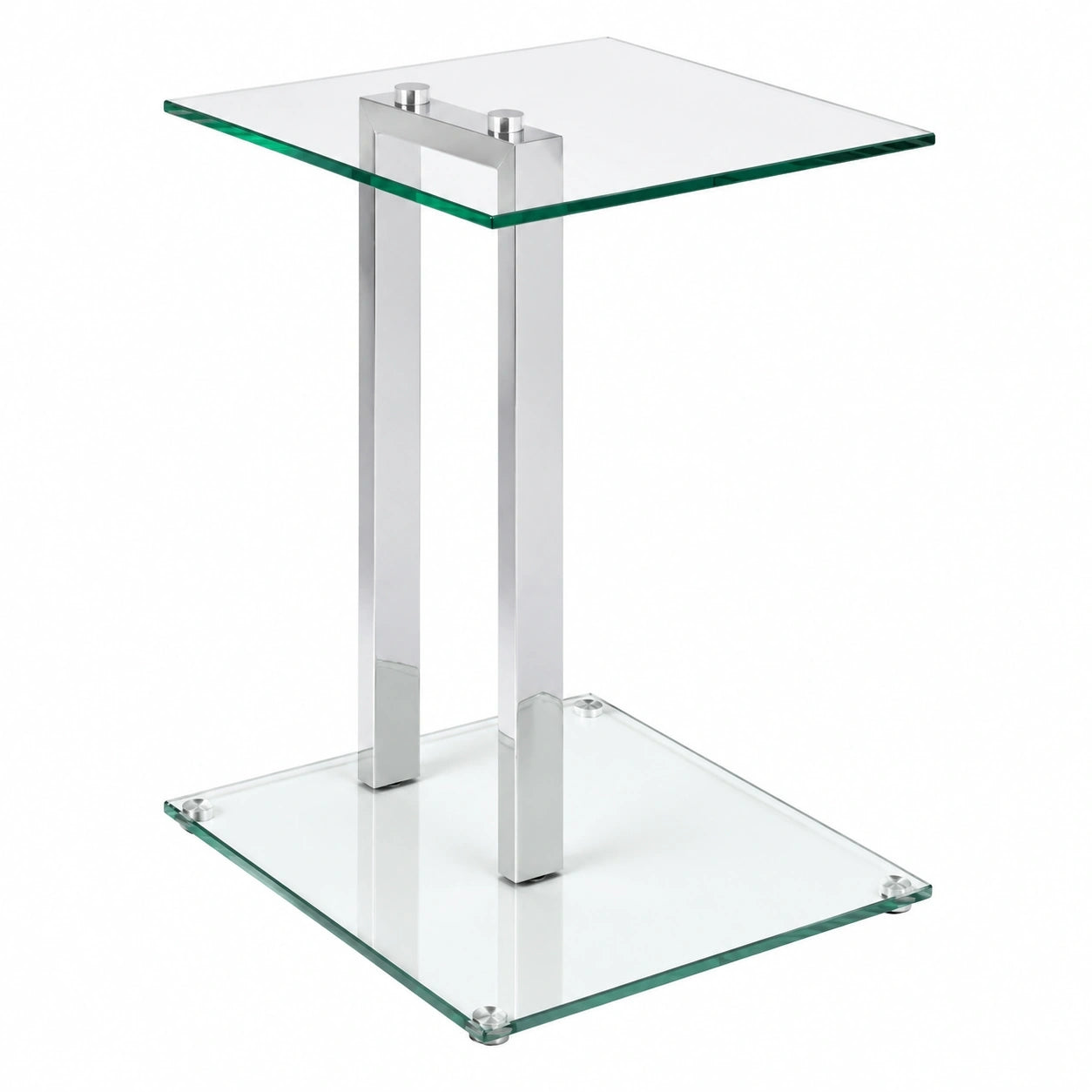 Moderner Beistelltisch aus Chrom und Sicherheitsglas, 45x50x35 cm