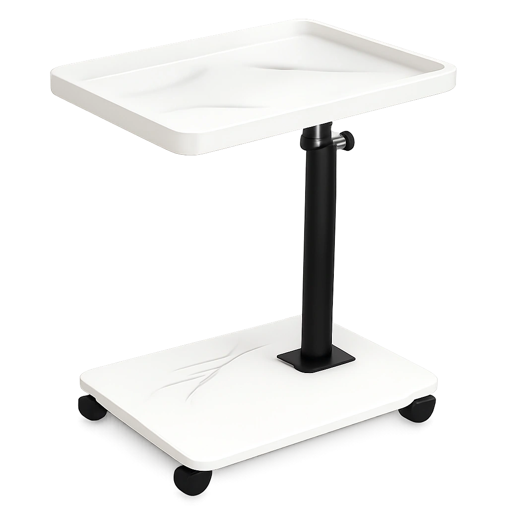 Höhenverstellbarer Beistelltisch mit Rollen, C-Form, 360° drehbar, ideal für Schlafzimmer und Wohnzimmer, kleiner Couchtisch in Weiß