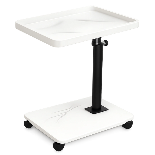 Höhenverstellbarer Beistelltisch mit Rollen, C-Form, 360° drehbar, ideal für Schlafzimmer und Wohnzimmer, kleiner Couchtisch in Weiß