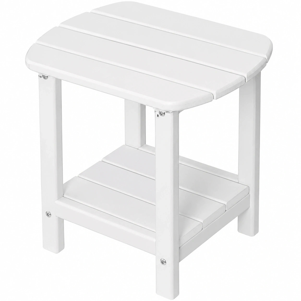 NALONE Beistelltisch für Draußen 16,5" aus HDPE Kunststoff - Kleiner Adirondack Tisch für Terrasse, Weiß