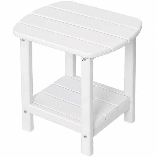 NALONE Beistelltisch für Draußen 16,5" aus HDPE Kunststoff - Kleiner Adirondack Tisch für Terrasse, Weiß