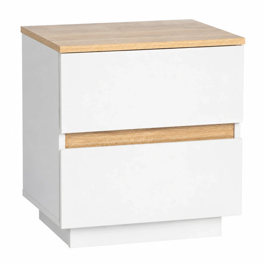 LEADZM Nachtkommode aus Holz mit 2 Schubladen, Beistelltisch für Schlafzimmer & Wohnzimmer, 38 x 32 x 40 cm