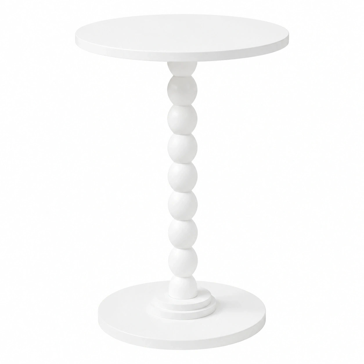 Moderner Aibiju Beistelltisch mit Massivholzbeinen, Schmaler Rundtisch, Ideal für Wohn- und Schlafzimmer, Weiß