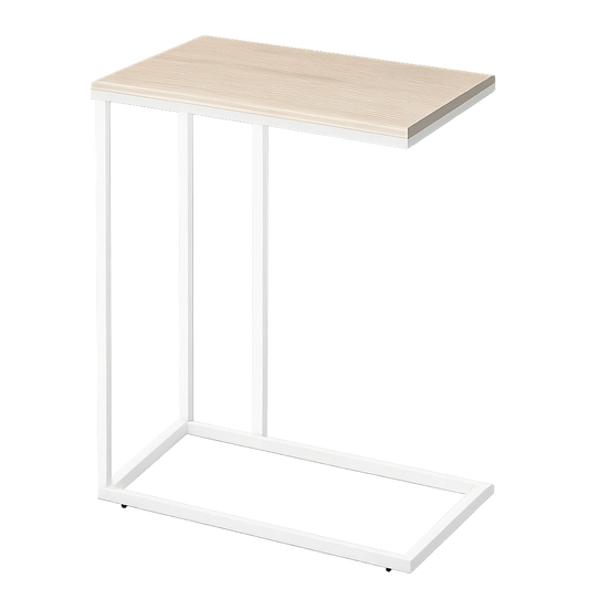 Moderner WOLTU C-Tisch mit Metallrahmen, vielseitiger Beistelltisch für Kaffee und Laptop, Eiche Weiß, 45 x 63,5 x 25 cm