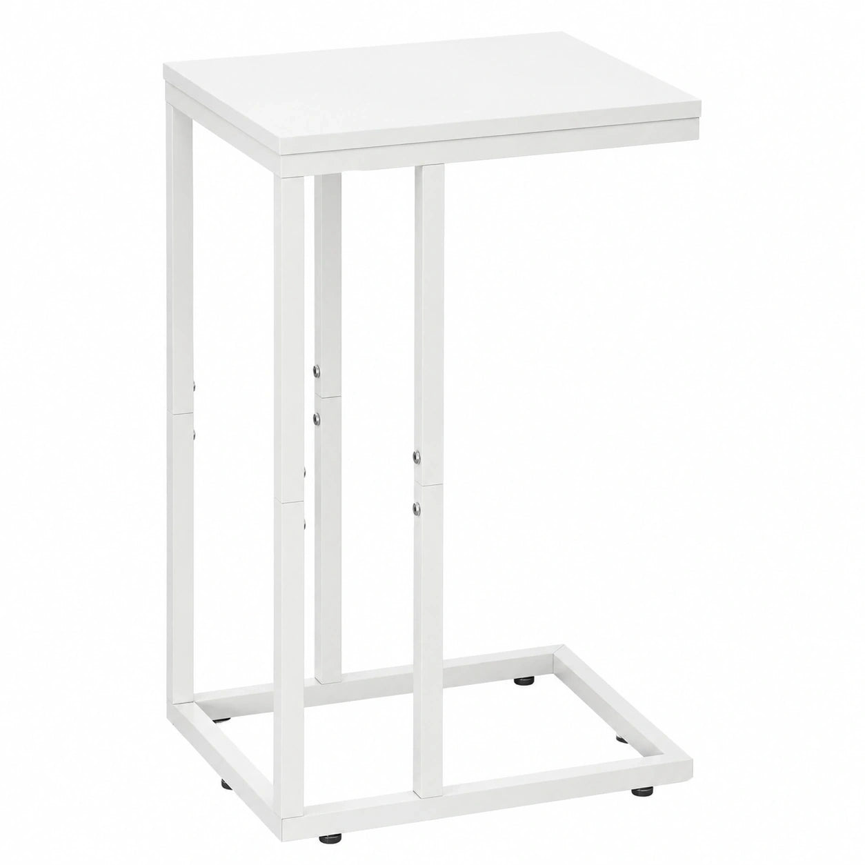WLIVE Moderner C-förmiger Beistelltisch aus Metall, Schmaler Sofatisch für Laptop und Kaffee, 29x39x63 cm, Weiß