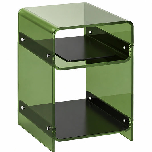 Schmaler Acryl-Beistelltisch in Grün für kleine Räume, Schlafzimmer und Wohnzimmer