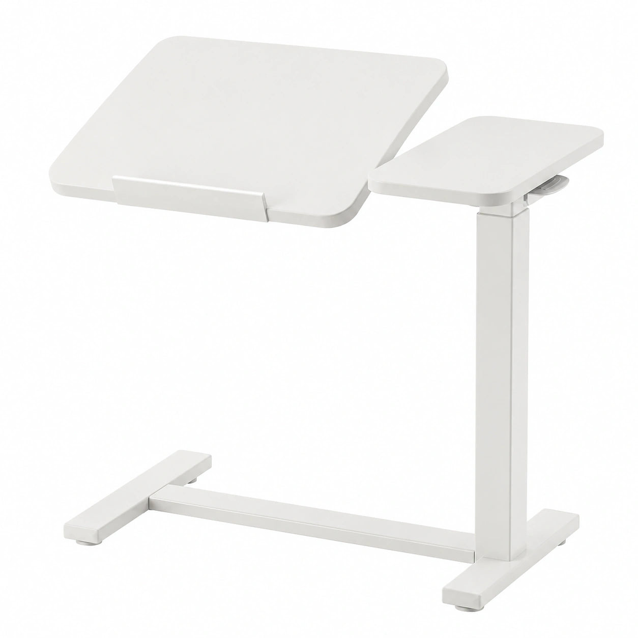Höhenverstellbarer Laptop-Tisch mit Rollen, C-förmiger Beistelltisch 70x40 cm, fahrbarer Computertisch, geteilte Tischplatte