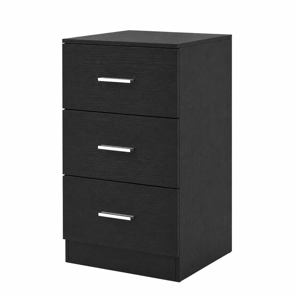 Hochglanz Nachttisch mit USB-Ladefunktion und 3 Schubladen, Schwarz, 38x35x66 cm