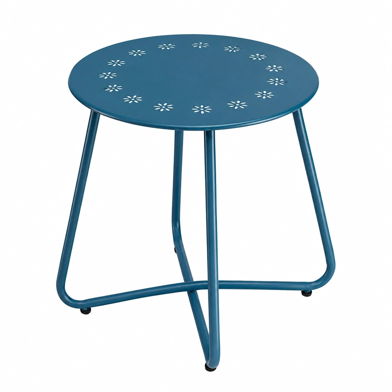 Danpinera Outdoor Beistelltisch, Wetterfester Balkontisch mit Blumendesign, Kleiner Gartentisch für Terrasse, Hof und Balkon, Marineblau