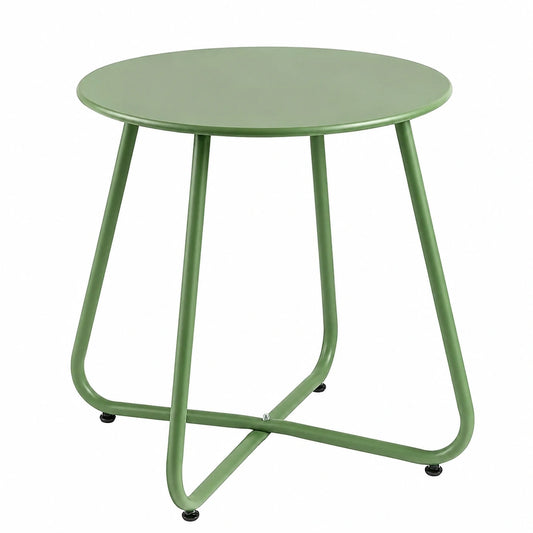 Grüner Metall-Beistelltisch für Garten, Balkon und Wohnzimmer, 45x45 cm, wetterfest und leicht