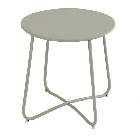 Moderner runder Beistelltisch aus Metall für Balkon und Garten, 45x45 cm, Grau