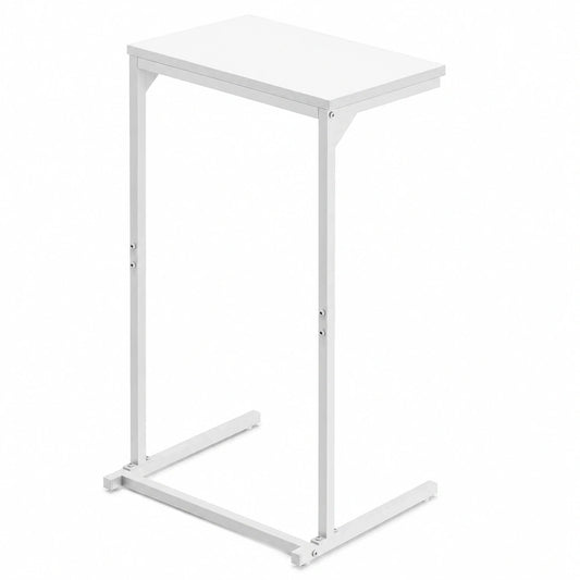 TUTOTAK C-förmiger Beistelltisch 73 cm, Moderner Couchtisch Weiß für Wohnzimmer und Schlafzimmer