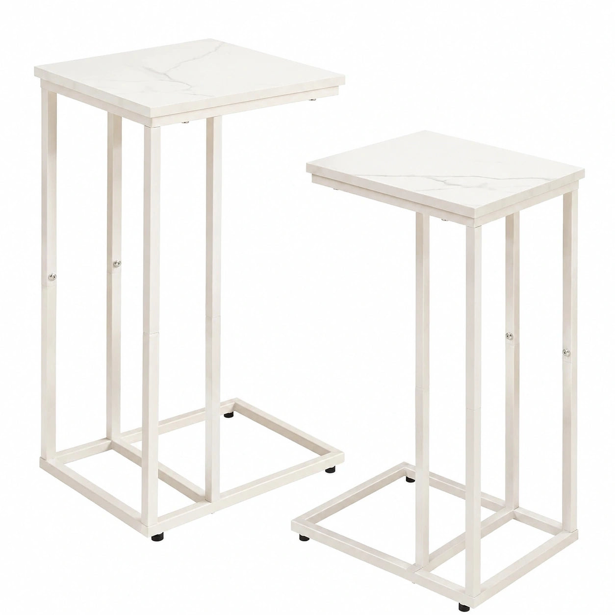 Aibiju 2er-Set Beistelltische, Marmoroptik, Metallrahmen, für Wohnzimmer und Schlafzimmer