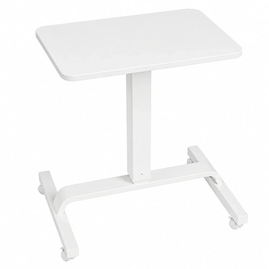 Verstellbarer Stehtisch mit Rollen für Zuhause, Pneumatischer Laptoptisch, Weiß, 60 x 40 cm